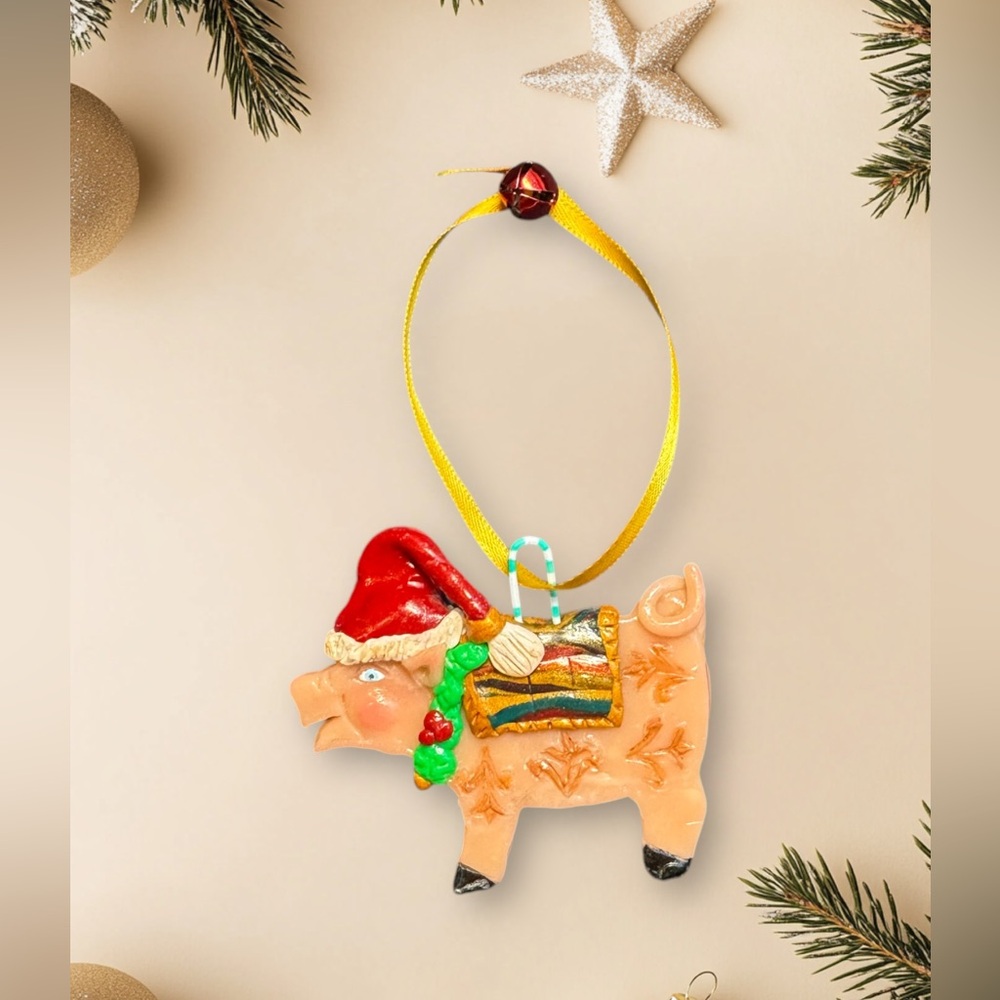 Handcrafted Christmas Pig Ornament